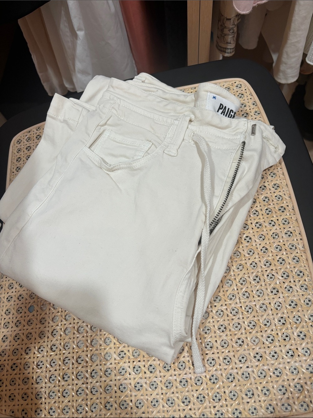 PAIGE Men’s Cream Slim Straight Jeans